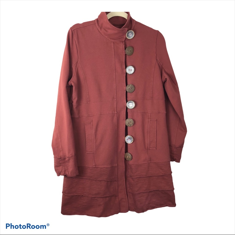 Neon Buddha Rust Red Long Jacket